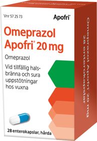Omeprazol Apofri 20 mg Omeprazol, enterokapsel hård, 28 st