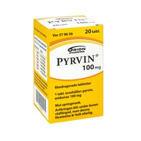 Pyrvin 100 mg Pyrvinium, Filmdragerad tablett, 20 tablett(er)