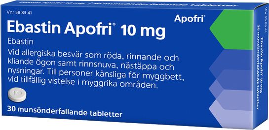 Ebastin Apofri 10 mg Ebastin, munsönderfallande tablett, 30 st