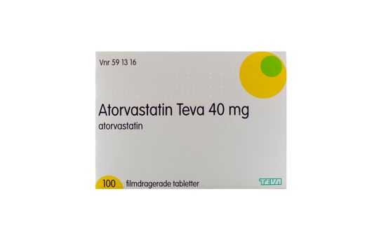 Köp Atorvastatin Teva Filmdragerad tablett 40 mg Atorvastatin 100 tablett(er) Kronans Apotek | Kronans Apotek