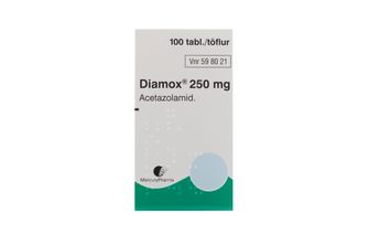 Diamox 250 mg Acetazolamid, Tablett, 100 styck