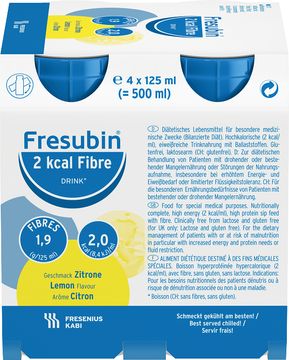 Fresubin 2 kcal fibre DRINK komplett drickfärdigt kosttillägg, citron 4 x 125 milliliter