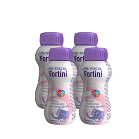 Fortini komplett, drickfärdigt, barnkosttillägg jordgubb, 4 x 200 milliliter
