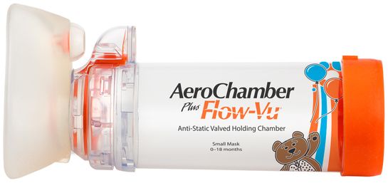 AeroChamber Plus Flow-Vu andningsbehållare med mask, liten  0-18 månader (orange) 1 styck