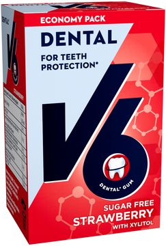 V6 Dental Care Strawberry Mint Tuggummi, 50 st