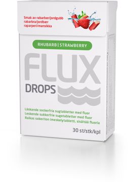 Flux Drops Rabarber & Jordgubb Sugtablett, 30 st