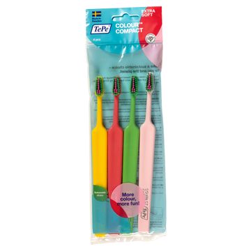 TePe Colour Compact X-soft Tandborste med litet borsthuvud. 4 st