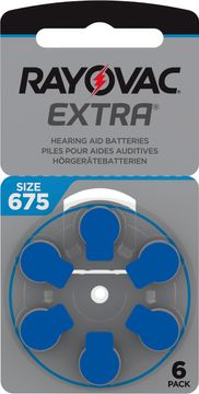 Rayovac Extra Advanced 675 Blå Hörapparatsbatterier, 6 st