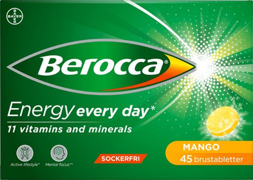 Berocca Energy Mango Brustabletter, 45 st