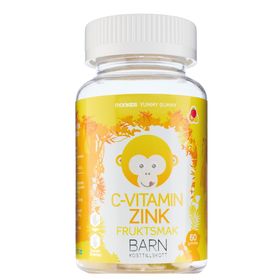 Monkids C-vitamin + Zink Barn Fruksmak Mjuka och tuggbara vitaminer 60 st