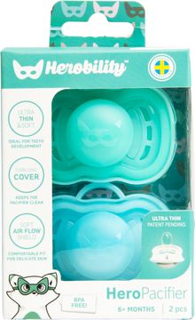 Herobility HeroPacifier 6m+ (2 Pack) Blå/Turk 6mån+