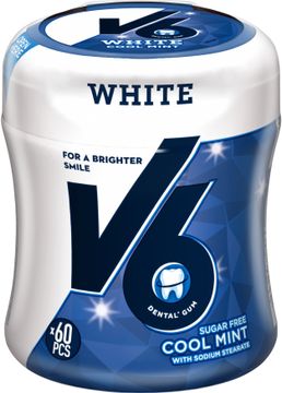 V6 White Cool Mint Tuggummi, 60 st
