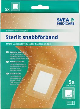 Svea Medicare Sterilt Snabbförband Vattentätt 10x10 cm