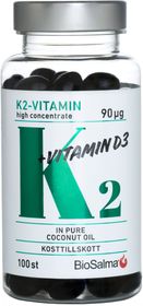 BioSalma K2 90 µg + D3-vitamin 25 µg Kapsel 100 st