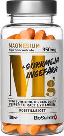 BioSalma Magnesium 350 mg + Gurkmeja Ingefära Kosttillskott 100 st
