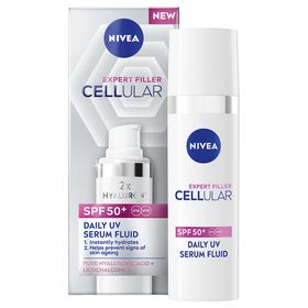 NIVEA Cellular Expert Filler SPF50+ Daily UV Serum Fluid Ansiktsserum med hyaluronsyra 30 ml