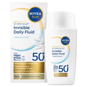 NIVEA UV Face Invisible Daily Fluid SPF50+ Solskydd för ansiktet 40 ml