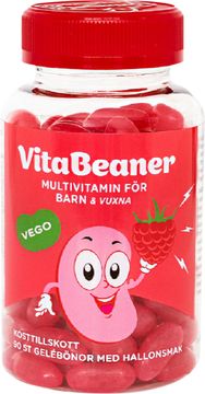 VitaBeaner Hallon Multivitamin för barn och vuxna. 90 st