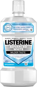 Listerine Advanced White Milder Taste Munskölj med fluor för vitare tänder 500 ml