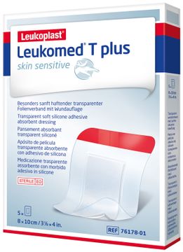 Leukoplast T Plus Skin Sensitive 8 cm x 10 cm Filmförband, 5 st