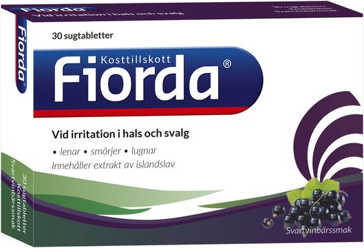Fiorda Svartvinbär Lindrar irritation i hals. 30 sugtabletter