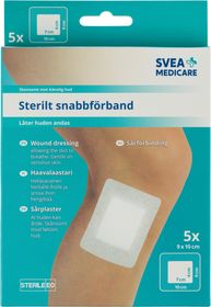 Svea Medicare Sterilt Snabbförband 9x10 cm med sårdyna 4x7 cm Absorberande sårdyna 5 st