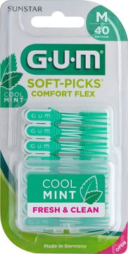 GUM Soft-Picks Comfort Flex Medium Mint Gummibeklädd tandsticka. 40 st