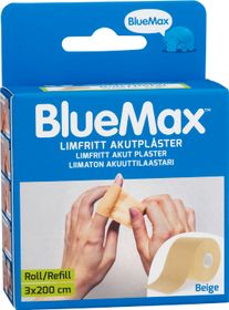 Blue Max Roll/Refill Beige. Limfritt akutPlåster 3x200 cm. 1 st