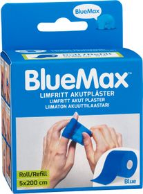 Blue Max Roll/Refill Blå. Limfritt akutplåster 5x200 cm. 1 st