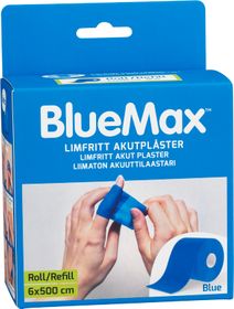 Blue Max Roll/Refill Blå. Limfritt akutplåster 6x500 cm. 1 st