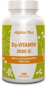Alpha Plus D3-vitamin 3000 iE + K2 Kapslar 180 st