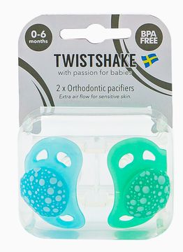 Twistshake Pacifier Pastellblå/grön. Napp 0-6 mån. 2 st