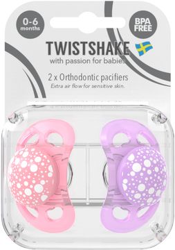Twistshake Pacifier Pastellrosa/lila. Napp 0-6 mån. 2 st