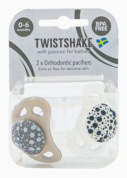 Twistshake Pacifier Pastellgrå/vit. Napp 0-6 mån. 2 st