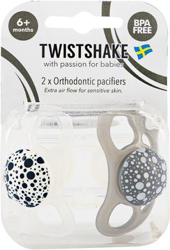 Twistshake Pacifier Pastellgrå/vit. Napp 6+ mån. 2 st