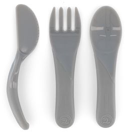 Twistshake Learn Cutlery Pastellgrå 6+ mån Bestick 3 st