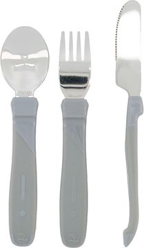 Twistshake Learn Cutlery Stainless Steel Pastellgrå. Bestick 12+ mån. 3 st