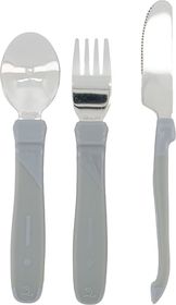 Twistshake Learn Cutlery Stainless Steel Pastellgrå 12+ mån Bestick 3 st