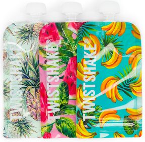 Twistshake Squeeze Bag Fruktmotiv 220 ml Klämpåsar 3 st