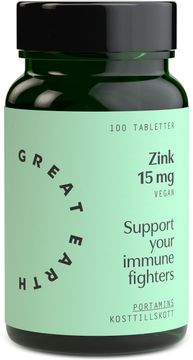 Great Earth Super Zink 15 mg 100 tabletter