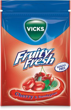 Vicks Fruity Fresh Cherry & Eucalyptus Halstablett, 72 g