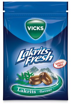 Vicks Lakrits Fresh Sugar Free Halstablett, 72 g