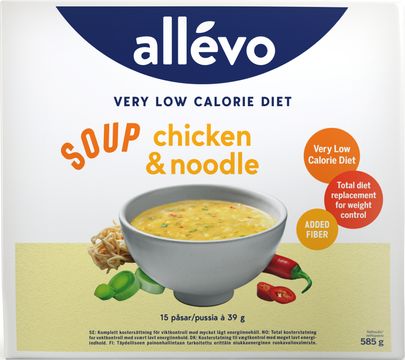 Allévo Soup Chicken/Noodle,VLCD Kostersättning, 15 st