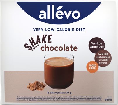 Allévo Shake Chocolate, VLCD Kostersättning, 15 st