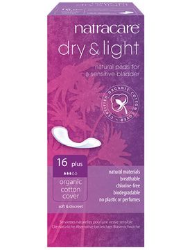 Natracare Inkontinensskydd Dry + Light Plus Inkontinensskydd, 16 st