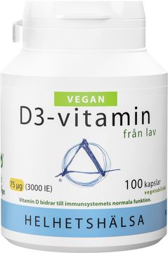 Helhetshälsa D3-vitamin vegan från lav 75 µg (3000 IE) Kapslar, 100 st