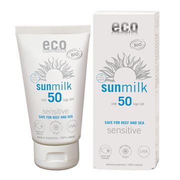 Eco Cosmetics Sun Milk SPF 50 Sensitive Solskydd, 75 ml
