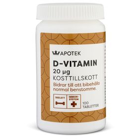 Kronans Apotek D-Vitamin 20 µg Från 12 år tabletter 100 st