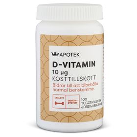 Kronans Apotek D-vitamin 10 µg Jordgubbsmak från 2 år 100 st