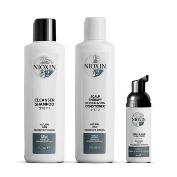 Nioxin Trial Kit System 2 För Obehandlat, Tunt hår Hårvårds-kit, 150+150+40 ml